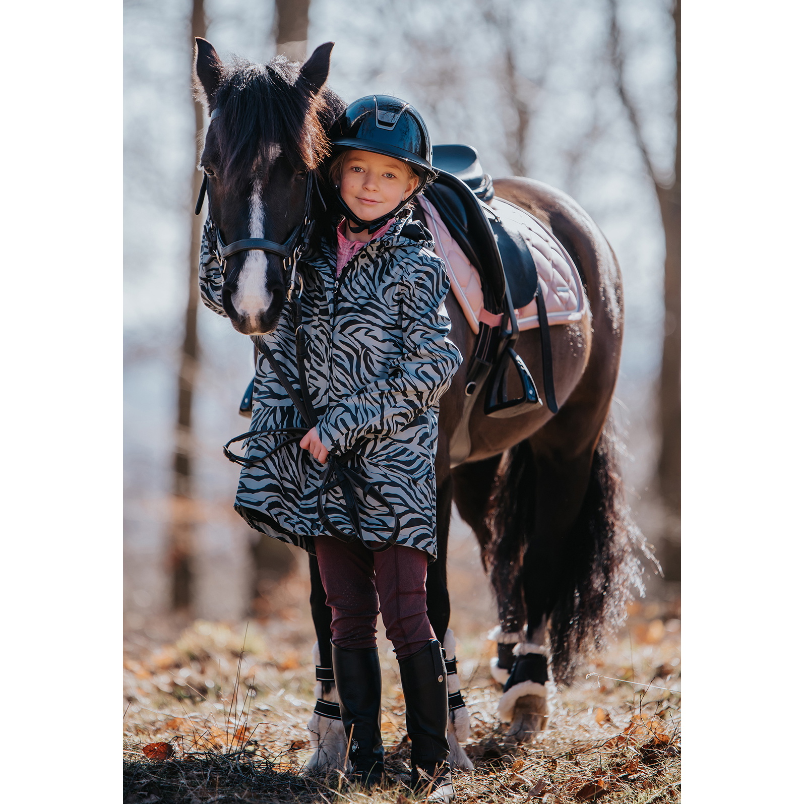 Mountain Horse Junior Drops Regenmantel 0335201cdag - Schwarz / Grau